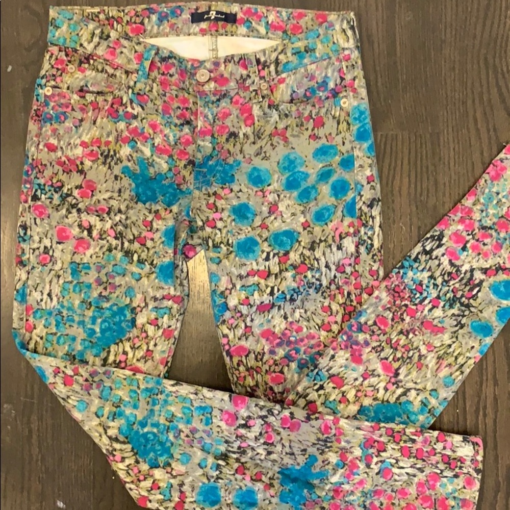 7 For All Mankind Skinny Jeans in Multicolor Floral Print